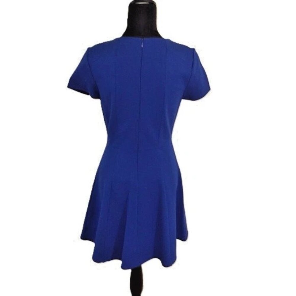 Halston Heritage Cobalt Blue Ponte Fit &Flare Skater Dress Sz-8 NWT Retail $375 - Picture 7 of 11